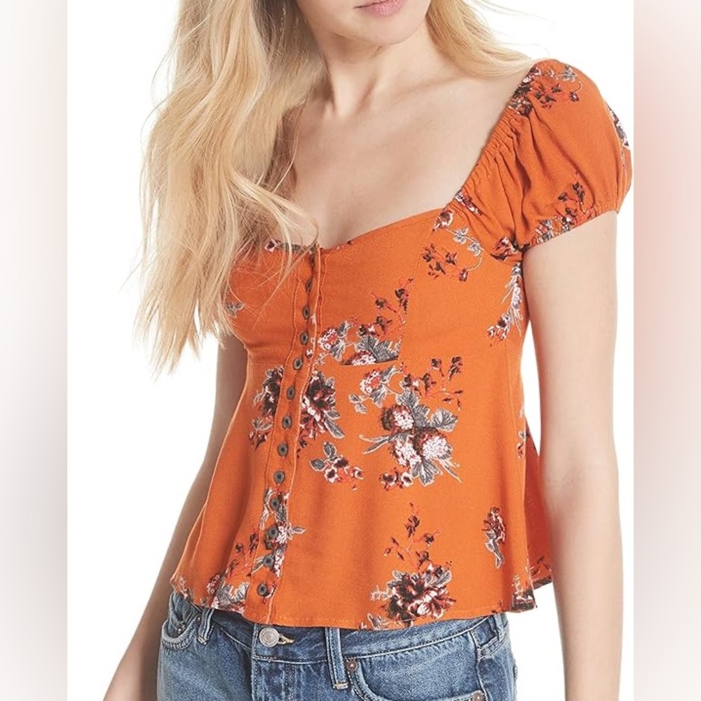 Free People orange top off the shoulder size XS